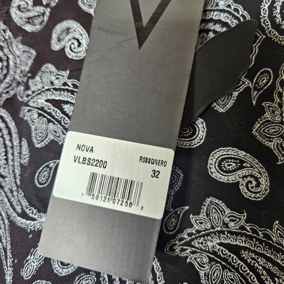 Valabasas Mens Paisley Print Slim Fit Pants 32 Red & Black Split Bandana Stretch - Picture 4 of 12